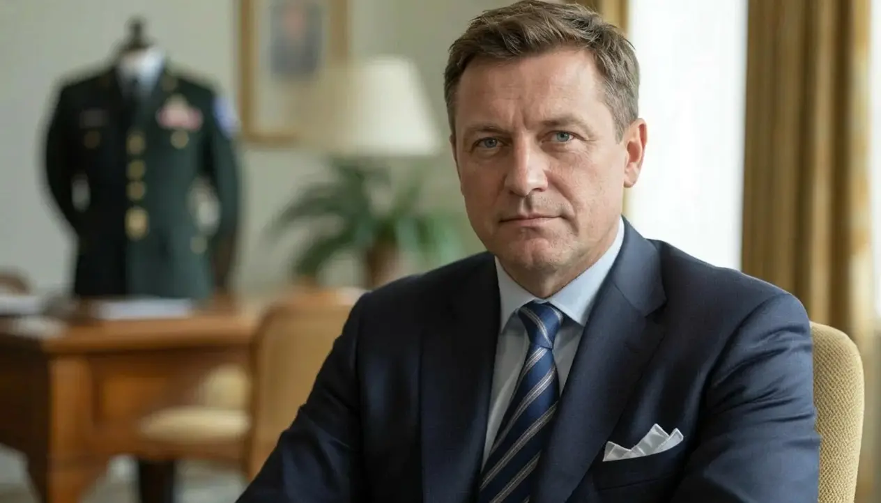 Pewny siebie mężczyzna w garniturze